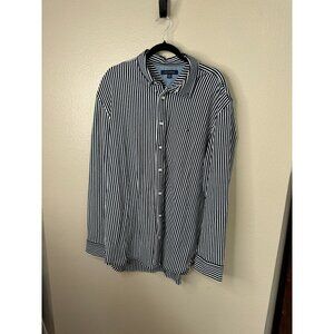 Tommy Hilfiger Mens Blue White Shirt‎ 2x long sleeve collated button up cotton
